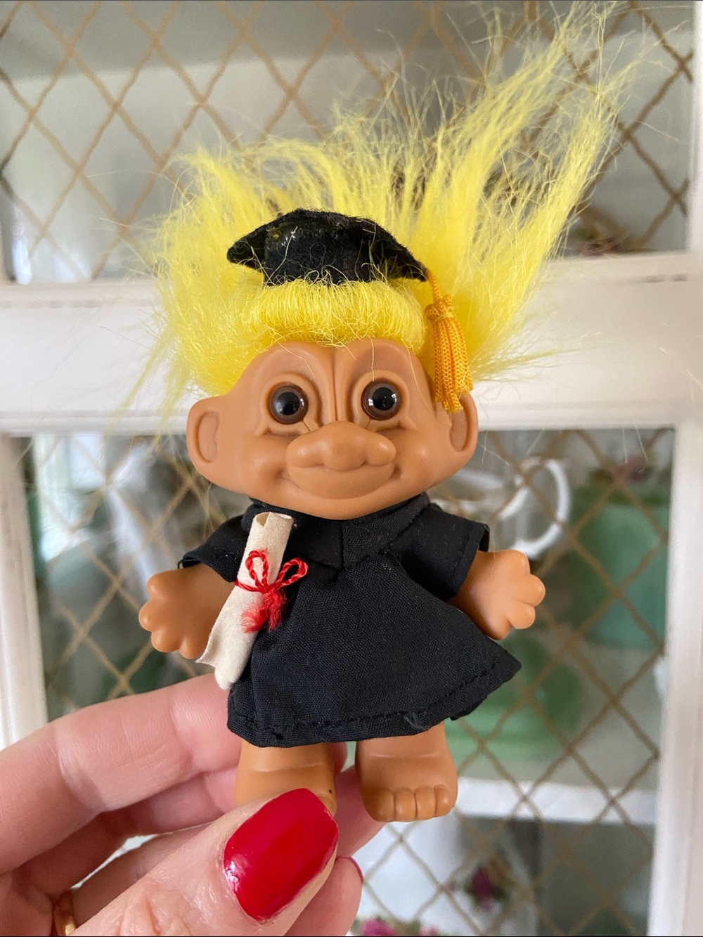 90s Russ Yellow Haired Graduation Troll Congratulations Milestone Gift Doll Cute